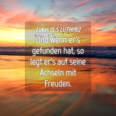 Picture 04 - Lukas 15:5 LUTH1912 - Und wenn er's gefunden hat, so legt er's auf - Bible Verse Picture