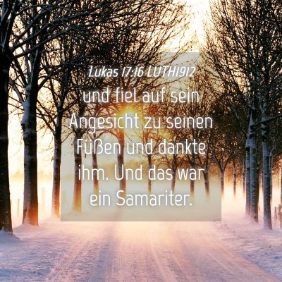 Picture 04 - Lukas 17:16 LUTH1912 - und fiel auf sein Angesicht zu seinen Füßen und - Bible Verse Picture