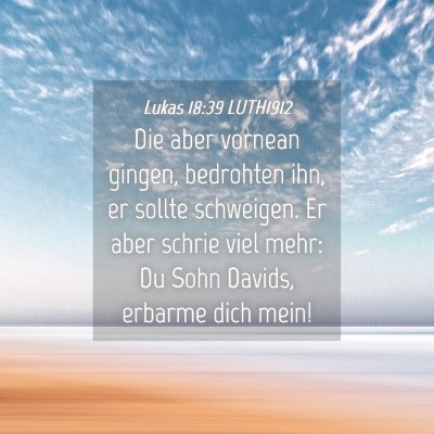 Picture 04 - Lukas 18:39 LUTH1912 - Die aber vornean gingen, bedrohten ihn, er sollte - Bible Verse Picture