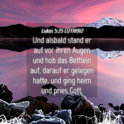 Picture 04 - Lukas 5:25 LUTH1912 - Und alsbald stand er auf vor ihren Augen und hob - Bible Verse Picture