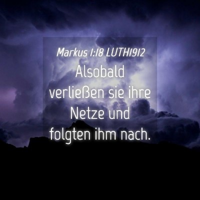 Picture 04 - Markus 1:18 LUTH1912 - Alsobald verließen sie ihre Netze und folgten - Bible Verse Picture