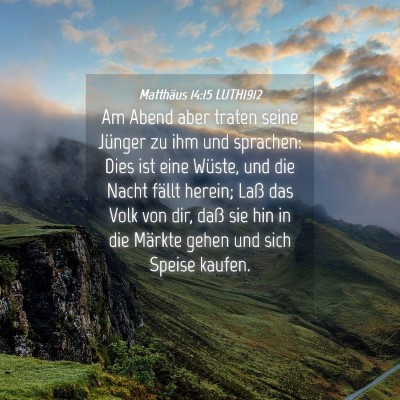 Picture 04 - Matthäus 14:15 LUTH1912 - Am Abend aber traten seine Jünger zu ihm und - Bible Verse Picture