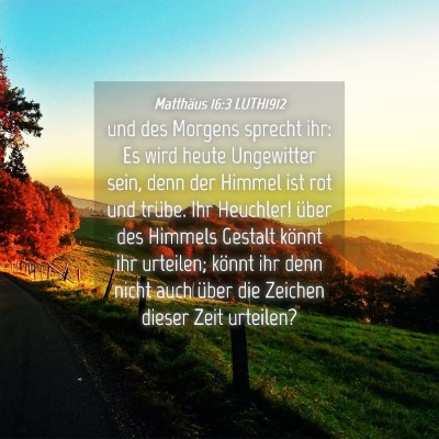 Picture 04 - Matthäus 16:3 LUTH1912 - und des Morgens sprecht ihr: Es wird heute - Bible Verse Picture