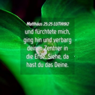 Picture 04 - Matthäus 25:25 LUTH1912 - und fürchtete mich, ging hin und verbarg deinen - Bible Verse Picture