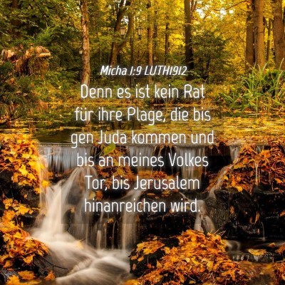Picture 04 - Micha 1:9 LUTH1912 - Denn es ist kein Rat für ihre Plage, die bis gen - Bible Verse Picture