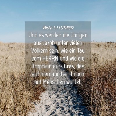 Picture 04 - Micha 5:7 LUTH1912 - Und es werden die übrigen aus Jakob unter vielen - Bible Verse Picture