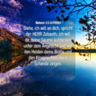 Picture 04 - Nahum 3:5 LUTH1912 - Siehe, ich will an dich, spricht der HERR - Bible Verse Picture