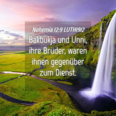 Picture 04 - Nehemia 12:9 LUTH1912 - Bakbukja und Unni, ihre Brüder, waren ihnen - Bible Verse Picture