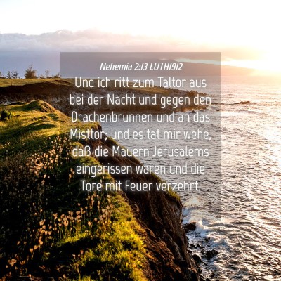 Picture 04 - Nehemia 2:13 LUTH1912 - Und ich ritt zum Taltor aus bei der Nacht und - Bible Verse Picture