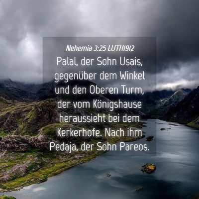 Picture 04 - Nehemia 3:25 LUTH1912 - Palal, der Sohn Usais, gegenüber dem Winkel und - Bible Verse Picture