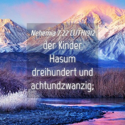 Picture 04 - Nehemia 7:22 LUTH1912 - der Kinder Hasum dreihundert und - Bible Verse Picture