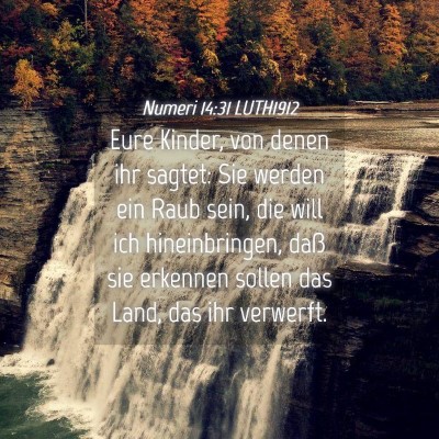 Picture 04 - Numeri 14:31 LUTH1912 - Eure Kinder, von denen ihr sagtet: Sie werden ein - Bible Verse Picture