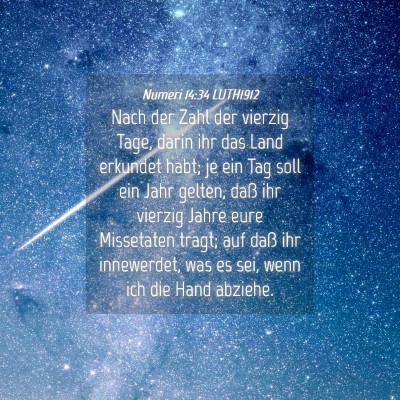 Picture 04 - Numeri 14:34 LUTH1912 - Nach der Zahl der vierzig Tage, darin ihr das - Bible Verse Picture