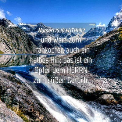 Picture 04 - Numeri 15:10 LUTH1912 - und Wein zum Trankopfer, auch ein halbes Hin; das - Bible Verse Picture