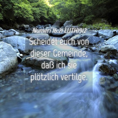 Picture 04 - Numeri 16:21 LUTH1912 - Scheidet euch von dieser Gemeinde, daß ich sie - Bible Verse Picture