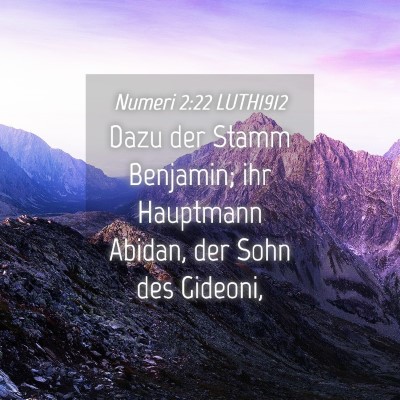 Picture 04 - Numeri 2:22 LUTH1912 - Dazu der Stamm Benjamin; ihr Hauptmann Abidan, - Bible Verse Picture
