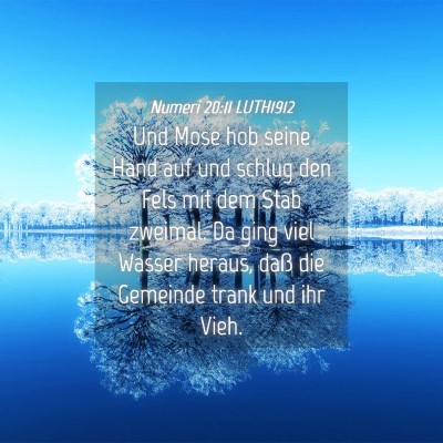 Picture 04 - Numeri 20:11 LUTH1912 - Und Mose hob seine Hand auf und schlug den Fels - Bible Verse Picture