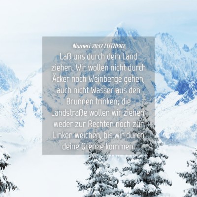 Picture 04 - Numeri 20:17 LUTH1912 - Laß uns durch dein Land ziehen. Wir wollen nicht - Bible Verse Picture