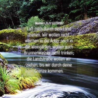 Picture 04 - Numeri 21:22 LUTH1912 - Laß mich durch dein Land ziehen. Wir wollen - Bible Verse Picture