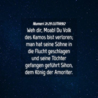 Picture 04 - Numeri 21:29 LUTH1912 - Weh dir, Moab! Du Volk des Kamos bist verloren; - Bible Verse Picture