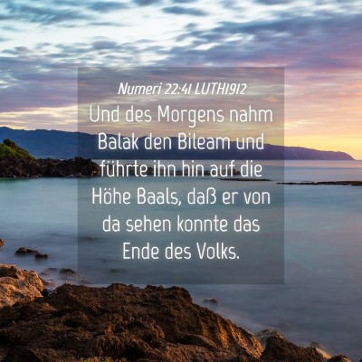 Picture 04 - Numeri 22:41 LUTH1912 - Und des Morgens nahm Balak den Bileam und führte - Bible Verse Picture