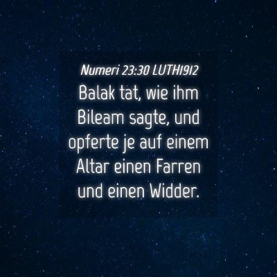 Picture 04 - Numeri 23:30 LUTH1912 - Balak tat, wie ihm Bileam sagte, und opferte je - Bible Verse Picture