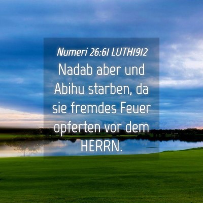 Picture 04 - Numeri 26:61 LUTH1912 - Nadab aber und Abihu starben, da sie fremdes - Bible Verse Picture