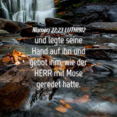 Picture 04 - Numeri 27:23 LUTH1912 - und legte seine Hand auf ihn und gebot ihm, wie - Bible Verse Picture