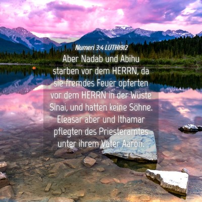 Picture 04 - Numeri 3:4 LUTH1912 - Aber Nadab und Abihu starben vor dem HERRN, da - Bible Verse Picture