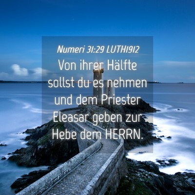 Picture 04 - Numeri 31:29 LUTH1912 - Von ihrer Hälfte sollst du es nehmen und dem - Bible Verse Picture