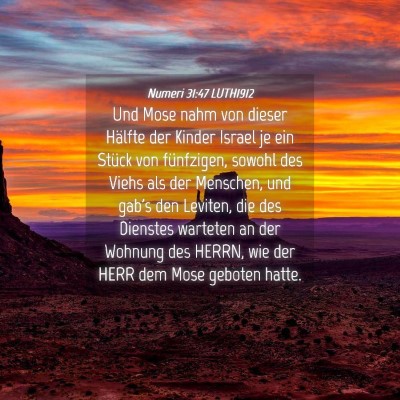 Picture 04 - Numeri 31:47 LUTH1912 - Und Mose nahm von dieser Hälfte der Kinder - Bible Verse Picture