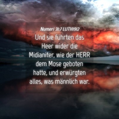 Picture 04 - Numeri 31:7 LUTH1912 - Und sie führten das Heer wider die Midianiter, - Bible Verse Picture