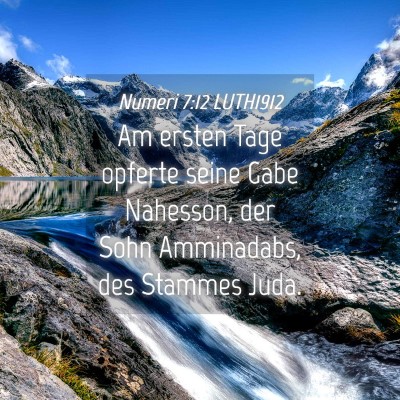 Picture 04 - Numeri 7:12 LUTH1912 - Am ersten Tage opferte seine Gabe Nahesson, der - Bible Verse Picture