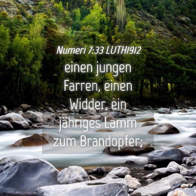 Picture 04 - Numeri 7:33 LUTH1912 - einen jungen Farren, einen Widder, ein jähriges - Bible Verse Picture