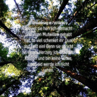 Picture 04 - Offenbarung 18:7 LUTH1912 - Wieviel sie herrlich gemacht und ihren Mutwillen - Bible Verse Picture