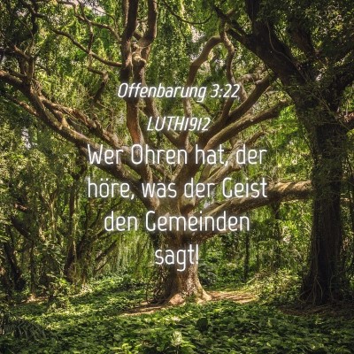 Picture 04 - Offenbarung 3:22 LUTH1912 - Wer Ohren hat, der höre, was der Geist den - Bible Verse Picture