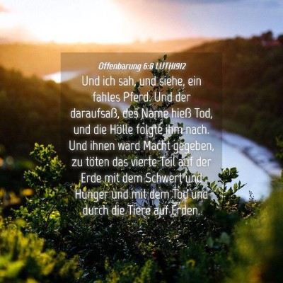 Picture 04 - Offenbarung 6:8 LUTH1912 - Und ich sah, und siehe, ein fahles Pferd. Und der - Bible Verse Picture