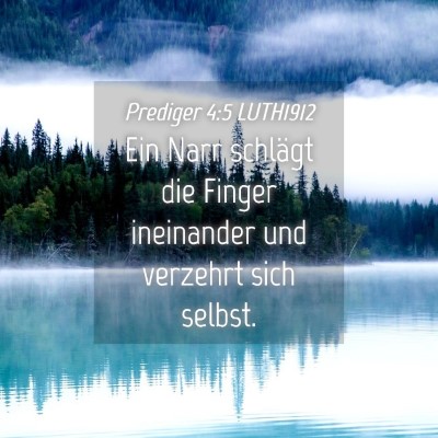 Picture 04 - Prediger 4:5 LUTH1912 - Ein Narr schlägt die Finger ineinander und - Bible Verse Picture