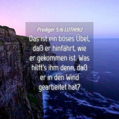 Picture 04 - Prediger 5:16 LUTH1912 - Das ist ein böses Übel, daß er hinfährt, wie - Bible Verse Picture