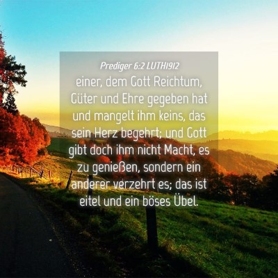 Picture 04 - Prediger 6:2 LUTH1912 - einer, dem Gott Reichtum, Güter und Ehre gegeben - Bible Verse Picture