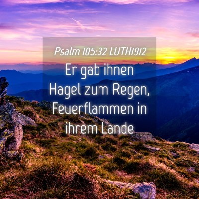 Picture 04 - Psalm 105:32 LUTH1912 - Er gab ihnen Hagel zum Regen, Feuerflammen in - Bible Verse Picture