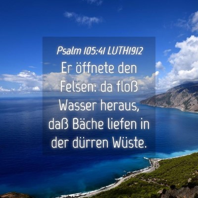 Picture 04 - Psalm 105:41 LUTH1912 - Er öffnete den Felsen: da floß Wasser heraus, - Bible Verse Picture