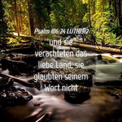 Picture 04 - Psalm 106:24 LUTH1912 - und sie verachteten das liebe Land, sie glaubten - Bible Verse Picture