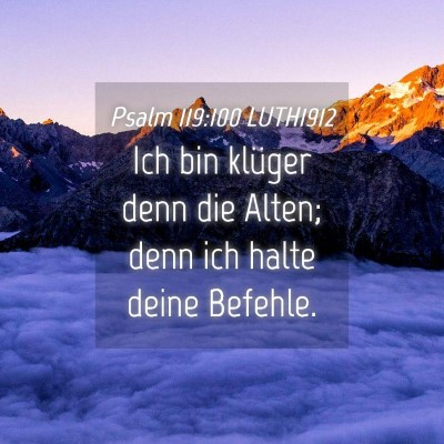 Picture 04 - Psalm 119:100 LUTH1912 - Ich bin klüger denn die Alten; denn ich halte - Bible Verse Picture