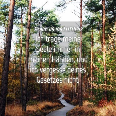 Picture 04 - Psalm 119:109 LUTH1912 - Ich trage meine Seele immer in meinen Händen, - Bible Verse Picture
