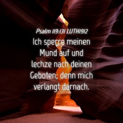 Picture 04 - Psalm 119:131 LUTH1912 - Ich sperre meinen Mund auf und lechze nach deinen - Bible Verse Picture