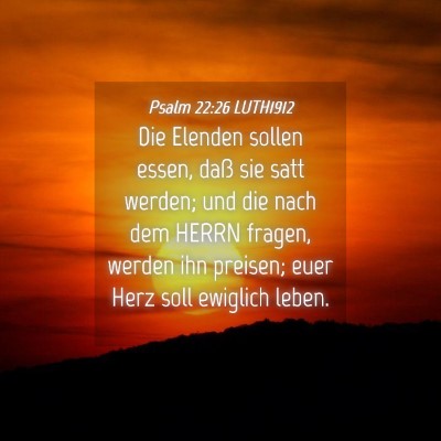 Picture 04 - Psalm 22:26 LUTH1912 - Die Elenden sollen essen, daß sie satt werden; - Bible Verse Picture