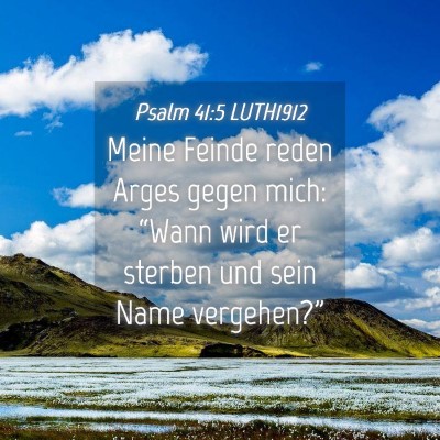 Picture 04 - Psalm 41:5 LUTH1912 - Meine Feinde reden Arges gegen mich: “Wann wird - Bible Verse Picture