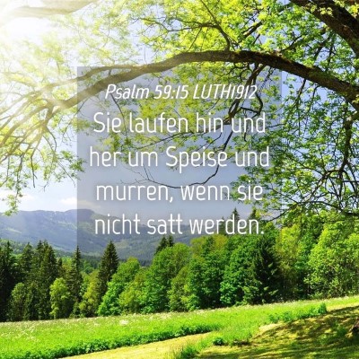 Picture 04 - Psalm 59:15 LUTH1912 - Sie laufen hin und her um Speise und murren, wenn - Bible Verse Picture
