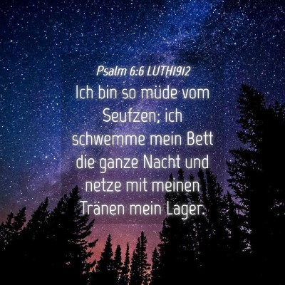 Picture 04 - Psalm 6:6 LUTH1912 - Ich bin so müde vom Seufzen; ich schwemme mein - Bible Verse Picture